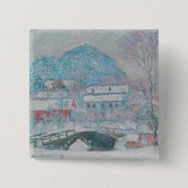 Monet - Norway, Sandviken Village in the Snow Button (Front)