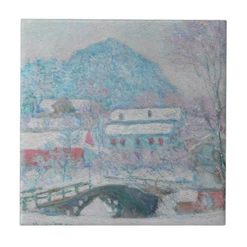 Monet _ Norway Sandviken Village in the Snow Ceramic Tile