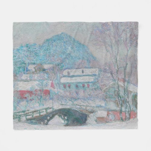 Monet _ Norway Sandviken Village in the Snow Fleece Blanket