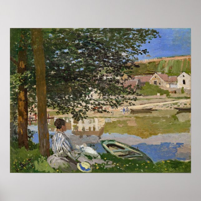 Monet On the Bank Landscape Painting Poster (Front)