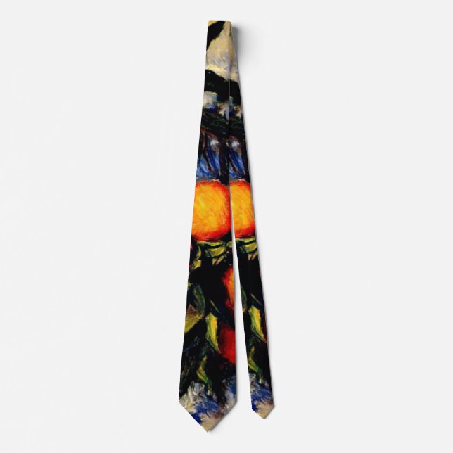 Monet - Orange Branch Bearing Fruit Neck Tie (Front)