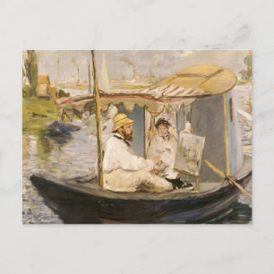 Monet Painting in His Studio Boat Édouard Manet Postcard