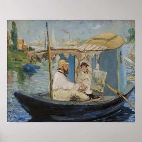 Monet Painting on His Studio Boat by Manet Poster