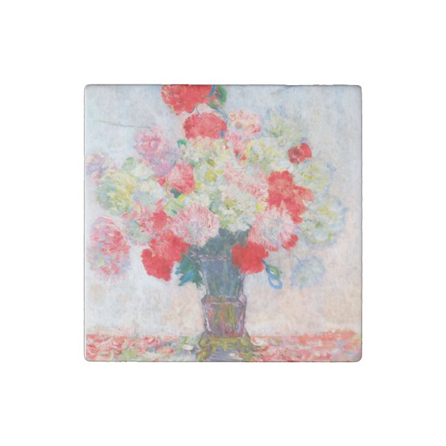 Monet Peonies Stone Magnet (Front)