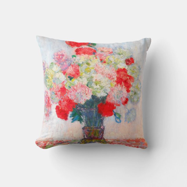 Monet Peonies Throw Pillow (Front)