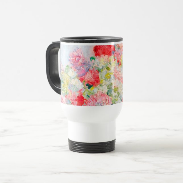 Monet Peonies Travel Mug (Front Left)
