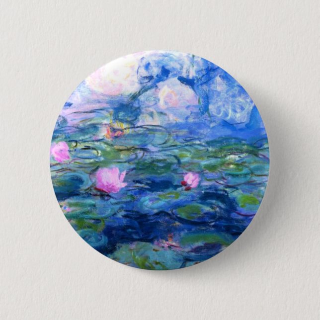 Monet Pink Water Lilies Button (Front)