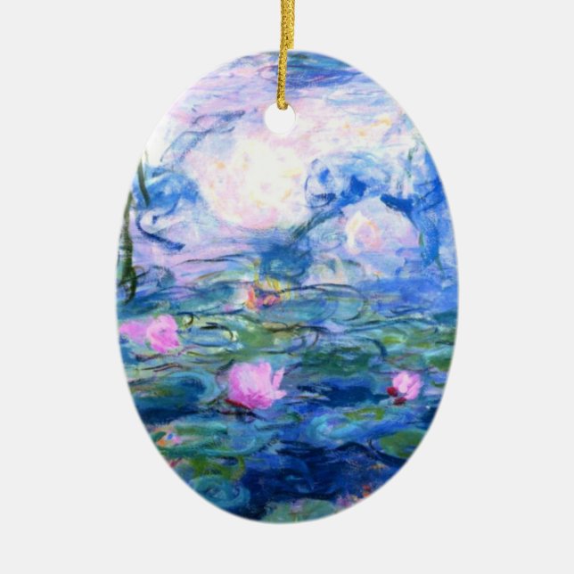Monet Pink Water Lilies  Ceramic Ornament (Front)