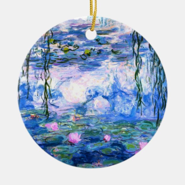 Monet Pink Water Lilies  Ceramic Ornament (Front)