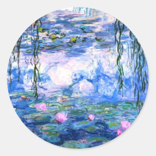 Monet Pink Water Lilies Classic Round Sticker