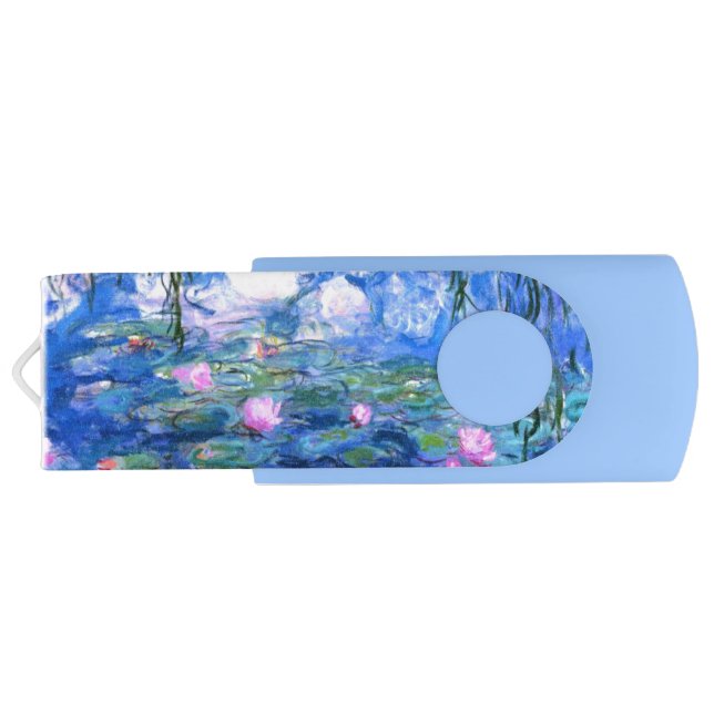 Monet Pink Water Lilies  Flash Drive (Back)