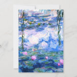 Monet Pink Water Lilies  Invitation<br><div class="desc">A Monet pink water lilies invitation card featuring beautiful pink water lilies floating in a calm blue pond with lily pads. A great Monet gift for fans of impressionism and French art. Serene nature impressionism with lovely flowers and scenic pond landscape.</div>