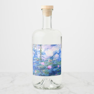 Monet Pink Water Lilies Liquor Bottle Label