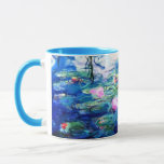 Monet Pink Water Lilies  Mug<br><div class="desc">A Monet pink water lilies mug featuring beautiful pink water lilies floating in a calm blue pond with lily pads. A great Monet gift for fans of impressionism and French art. Serene nature impressionism with lovely flowers and scenic pond landscape.</div>