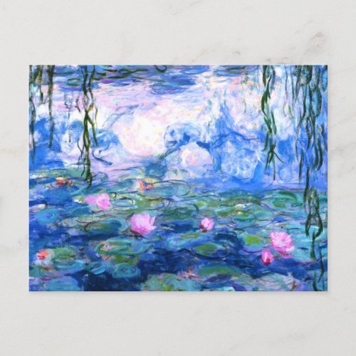 Monet Pink Water Lilies Postcard