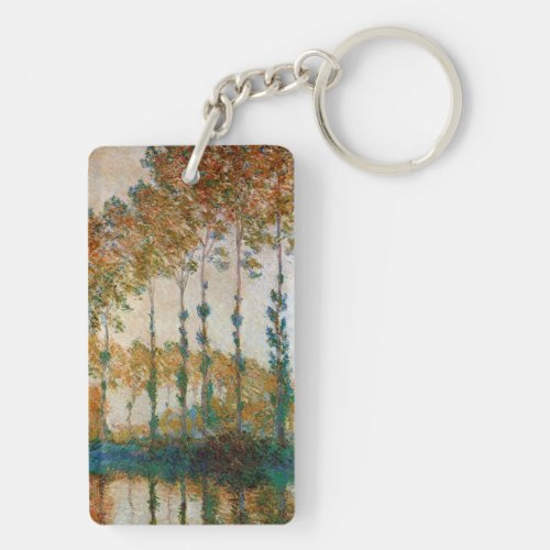 Monet _ Poplars on Banks of River Epte in Autumn Keychain