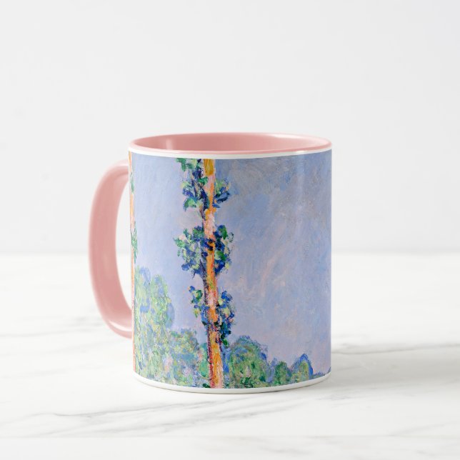 Monet - Poplars, Pink Effect Mug (Front Left)