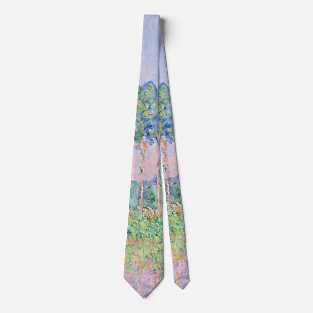Monet - Poplars, Pink Effect Neck Tie (Front)