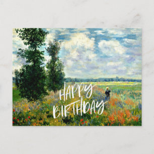 Monet - Poppy Field, Argenteuil, Birthday greeting Postcard