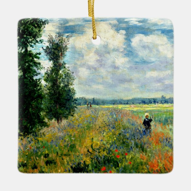 Monet - Poppy Field, Argenteuil Ceramic Ornament (Front)