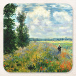 Monet - Poppy Field, Argenteuil Square Paper Coaster<br><div class="desc">Claude Monet's famous 1875 painting, Poppy Field, Argenteuil.</div>