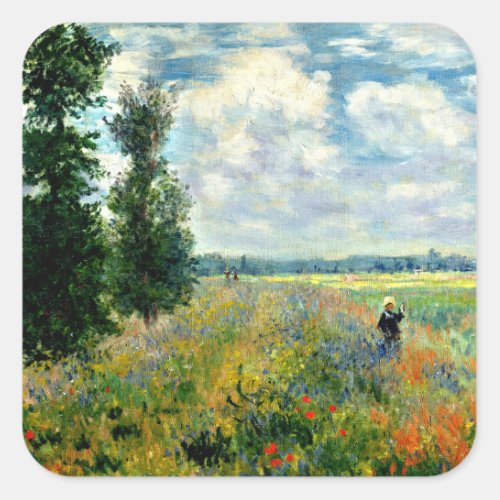 Monet _ Poppy Field Argenteuil Square Sticker