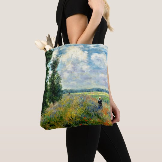 Poppy Field In A Hollow Near Giverny By Claude Monet Canvas Tote Bag Top Handle Purses Large Shoulder Bags