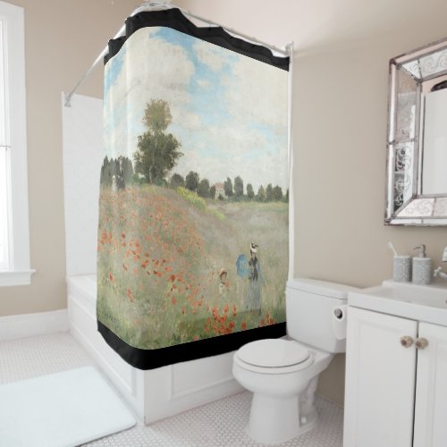 Monet Poppy Field Wildflower Flower Shower Curtain