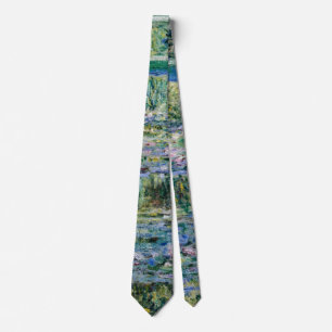 Monet Purple Water Lilies Art Gallery Wedding Neck Tie