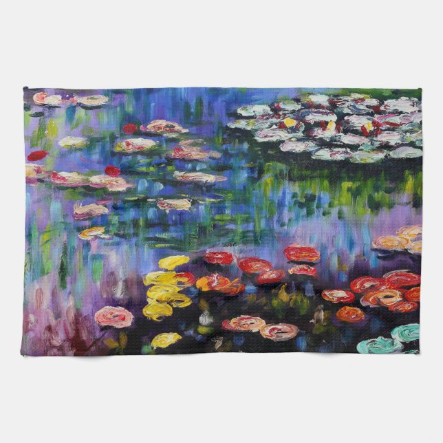 Monet Purple Water Lilies Kitchen Towel (Horizontal)