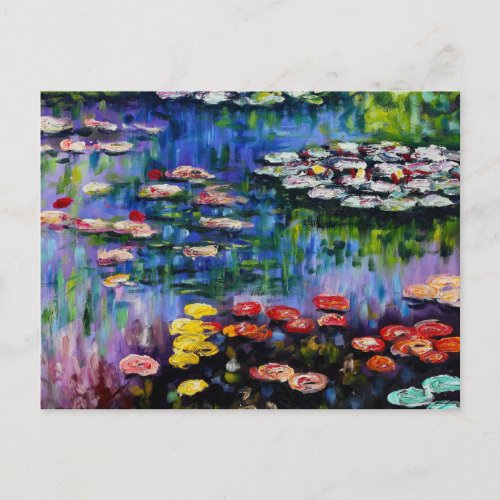 Monet Purple Water Lilies Postcard