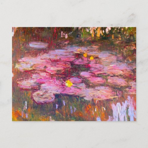 Monet Purple Water Lilies Postcard
