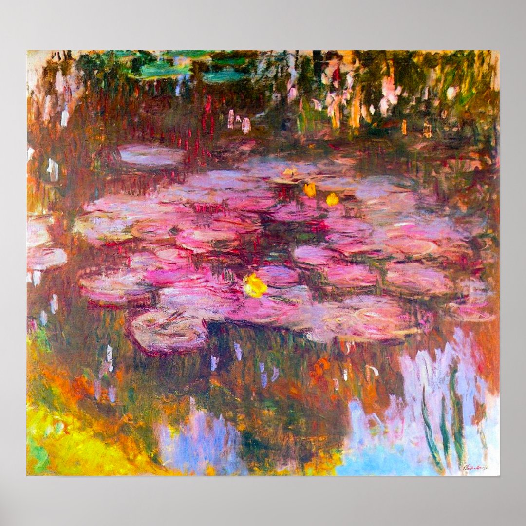 Monet Purple Water Lilies Poster | Zazzle