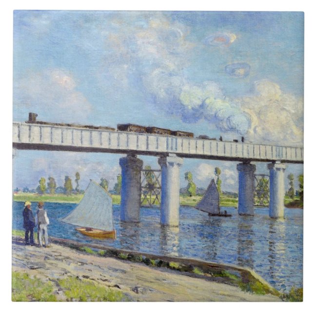 Monet - Railway Bridge at Argenteuil Ceramic Tile (Front)
