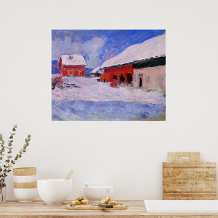 Monet - Red Houses at Bjornegaard Poster