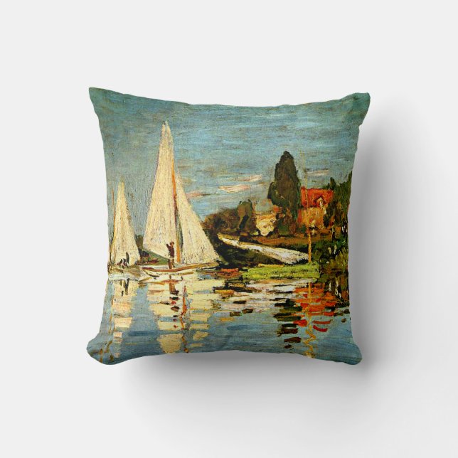 Monet - Regatta at Argenteuil, Throw Pillow (Front)