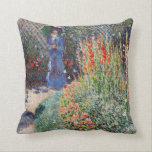 Monet - Rounded Flower Bed, famous painting, Throw Pillow<br><div class="desc">Rounded Flower Bed,  famous painting by French Impressionist artist,  Claude Monet.</div>