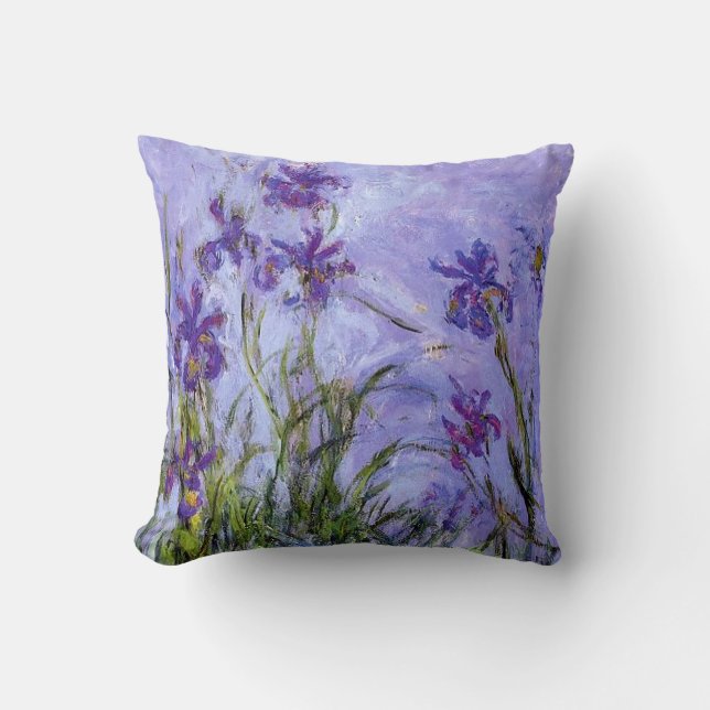 Monet’s Lilac Irises Throw Pillow (Front)