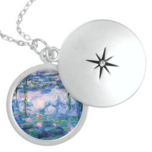 Monets Water Lilies Sterling Silver Necklace