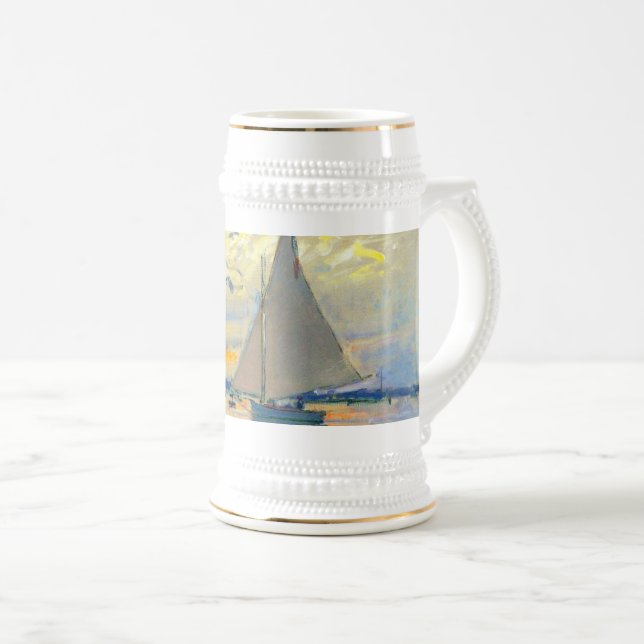 Monet Sailboat at Le Petit-Gennevilliers Beer Stein (Front Right)