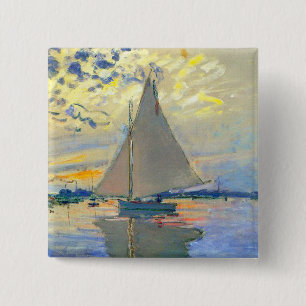 Monet Sailboat at Le Petit-Gennevilliers Button