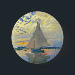 Monet Sailboat at Le Petit-Gennevilliers Button<br><div class="desc">Button featuring Claude Monet’s oil painting Sailboat at Le Petit-Gennevilliers (1874). A serene sailboat sails the waters in Paris,  France. Perfect for lovers of Impressionism and French art collectors!</div>
