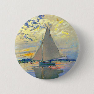Monet Sailboat at Le Petit-Gennevilliers Button