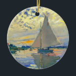 Monet Sailboat at Le Petit-Gennevilliers Ceramic Ornament<br><div class="desc">Ornament featuring Claude Monet’s oil painting Sailboat at Le Petit-Gennevilliers (1874). A serene sailboat sails the waters in Paris,  France. Perfect for lovers of Impressionism and French art collectors!</div>