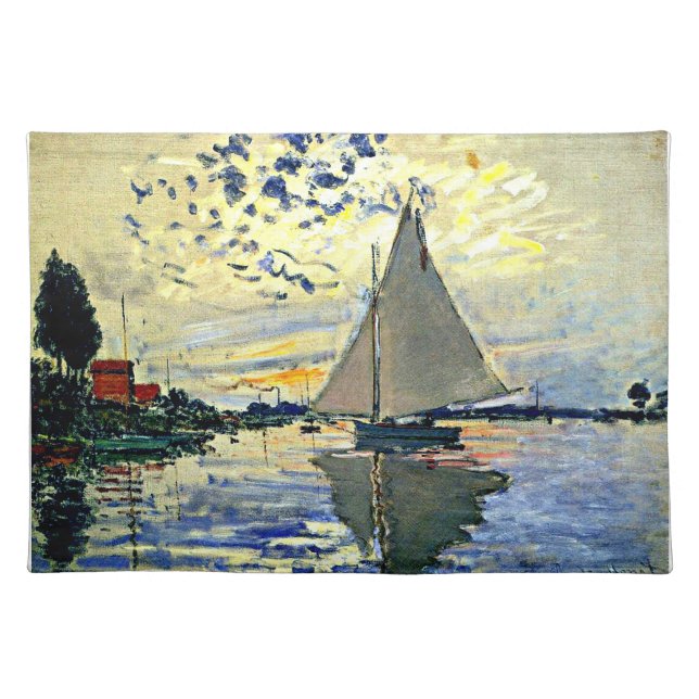 Monet - Sailboat at Le Petit-Gennevilliers Cloth Placemat (Front)