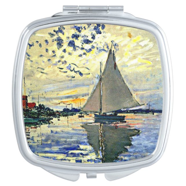 Monet - Sailboat at le Petit Gennevilliers Compact Mirror (Front)