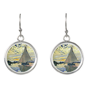 Monet - Sailboat at le Petit Gennevilliers Earrings
