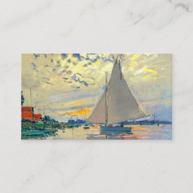 Monet Sailboat at Le Petit-Gennevilliers Enclosure Card (Front)