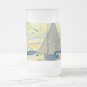 Monet Sailboat at Le Petit-Gennevilliers Frosted Glass Beer Mug