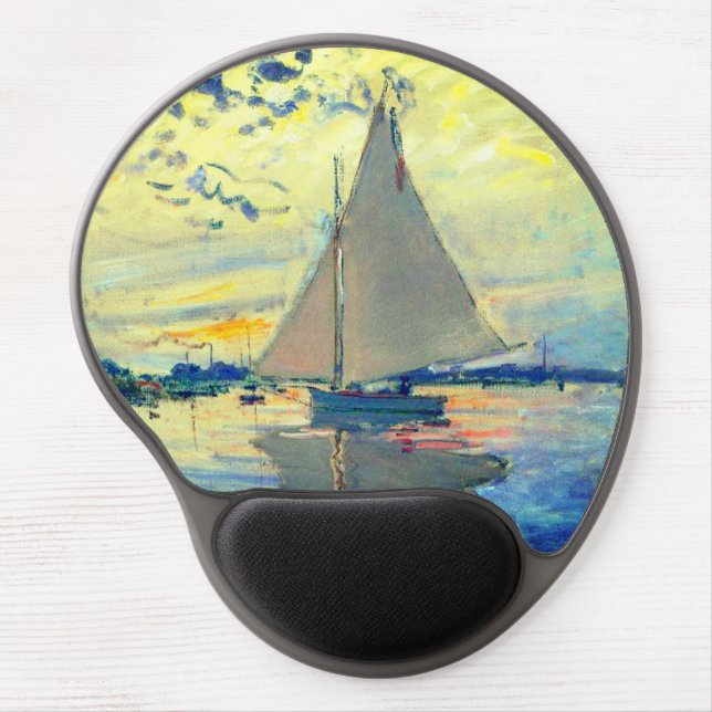 Monet Sailboat at Le Petit-Gennevilliers Gel Mouse Pad (Front)